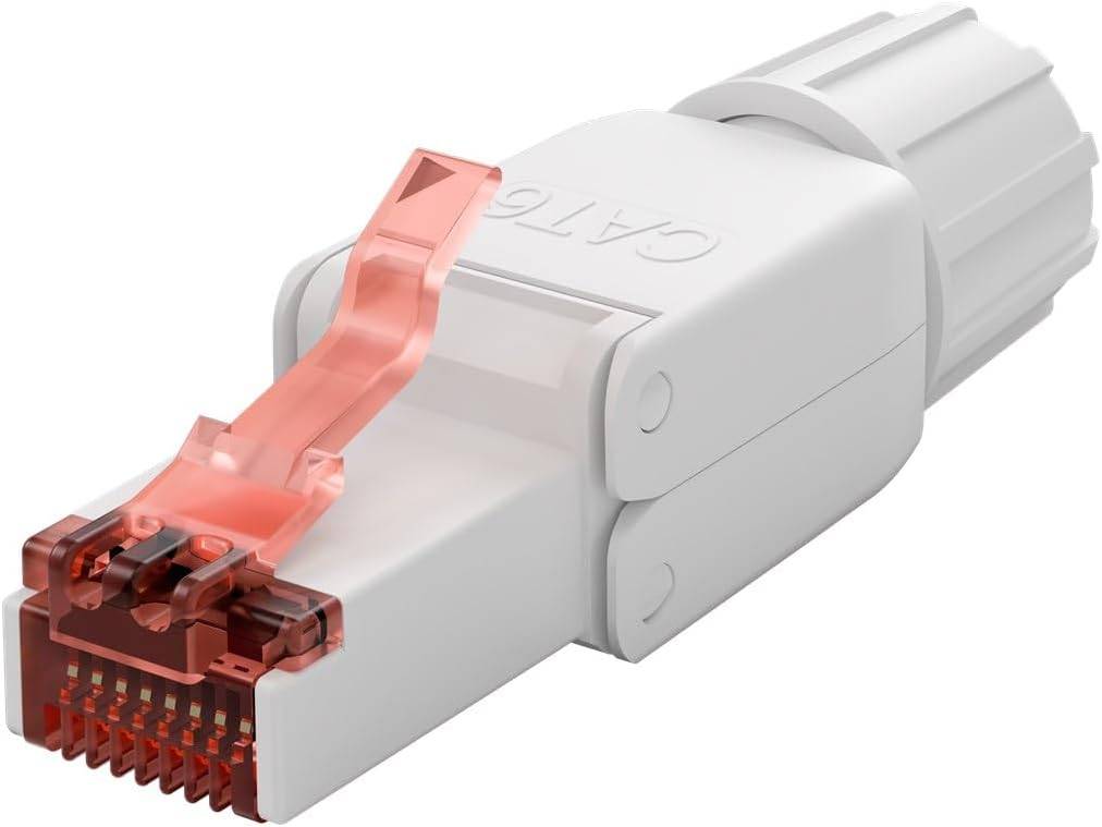 Goobay CAT 6 connettore RJ45 non schermato UTP, per montaggio senza attrezzi per cavi di diametro 5,0-8,5 mm, con tappo