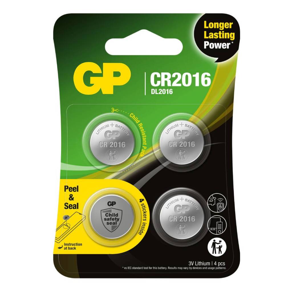 GP Battery Batteria al Litio a Bottone 3V CR2016 (Blister 4 Pezzo)-0