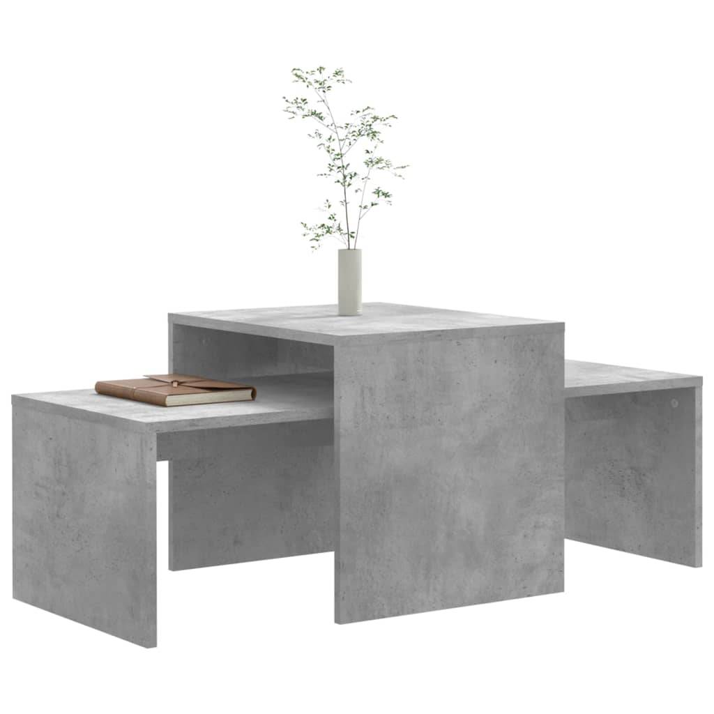 Set Tavolini da Salotto Grigio Cemento 100x48x40 cm Multistrato-3
