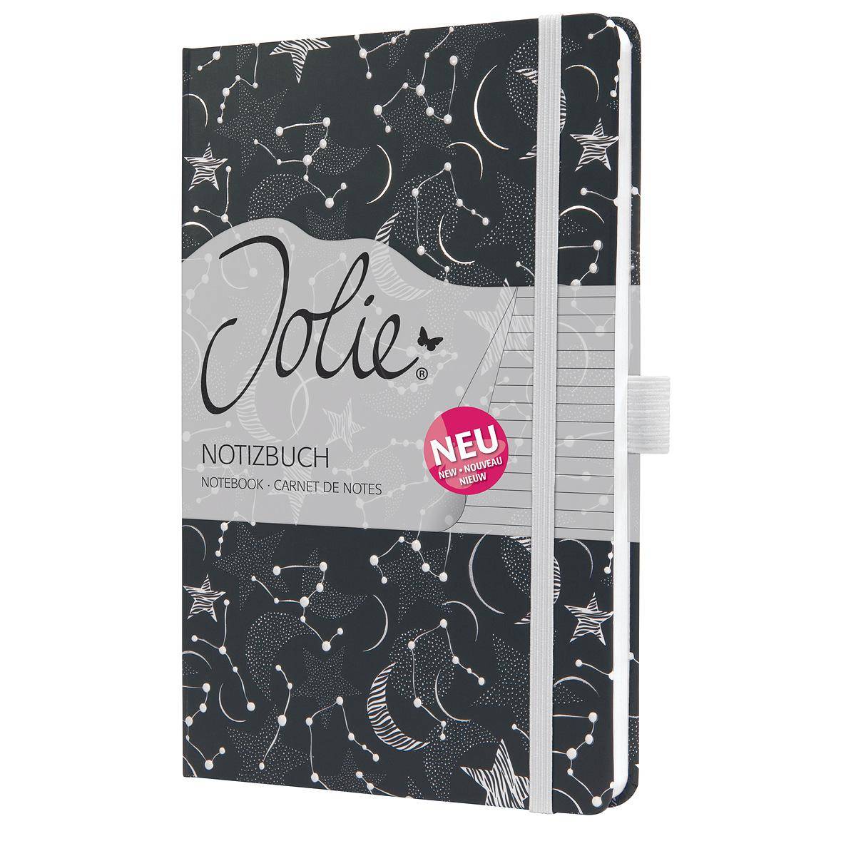 sigel Notizbuch Jolie Beauty "Cosmic Fantasy Black", DIN A5 135 x 203 mm, liniert, 80 g/qm weißes Papier, Hardcover - 1-2