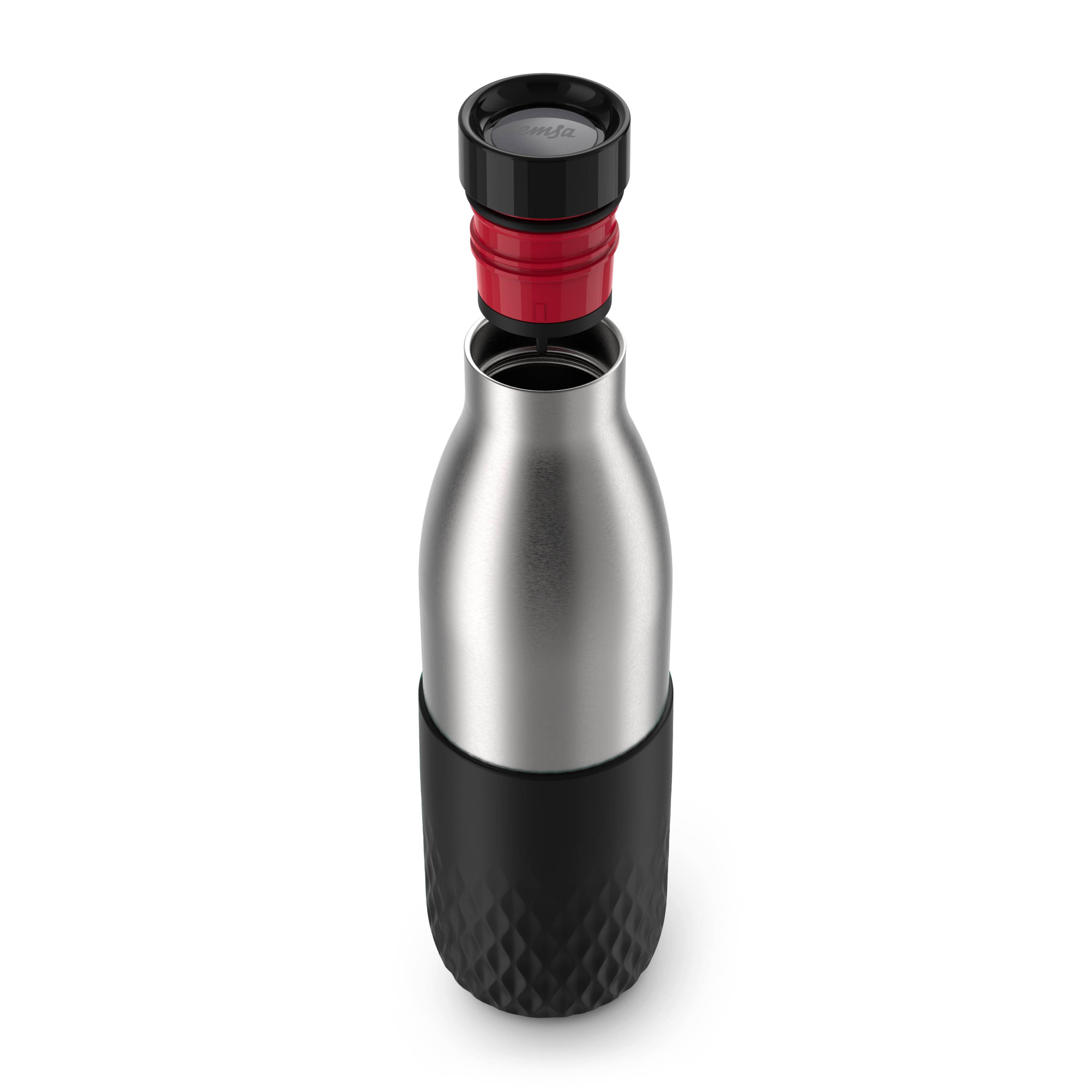 EMSA Bludrop Sleeve N3111100 borraccia Uso quotidiano 700 ml Acciaio inox Nero, Acciaio inox-3