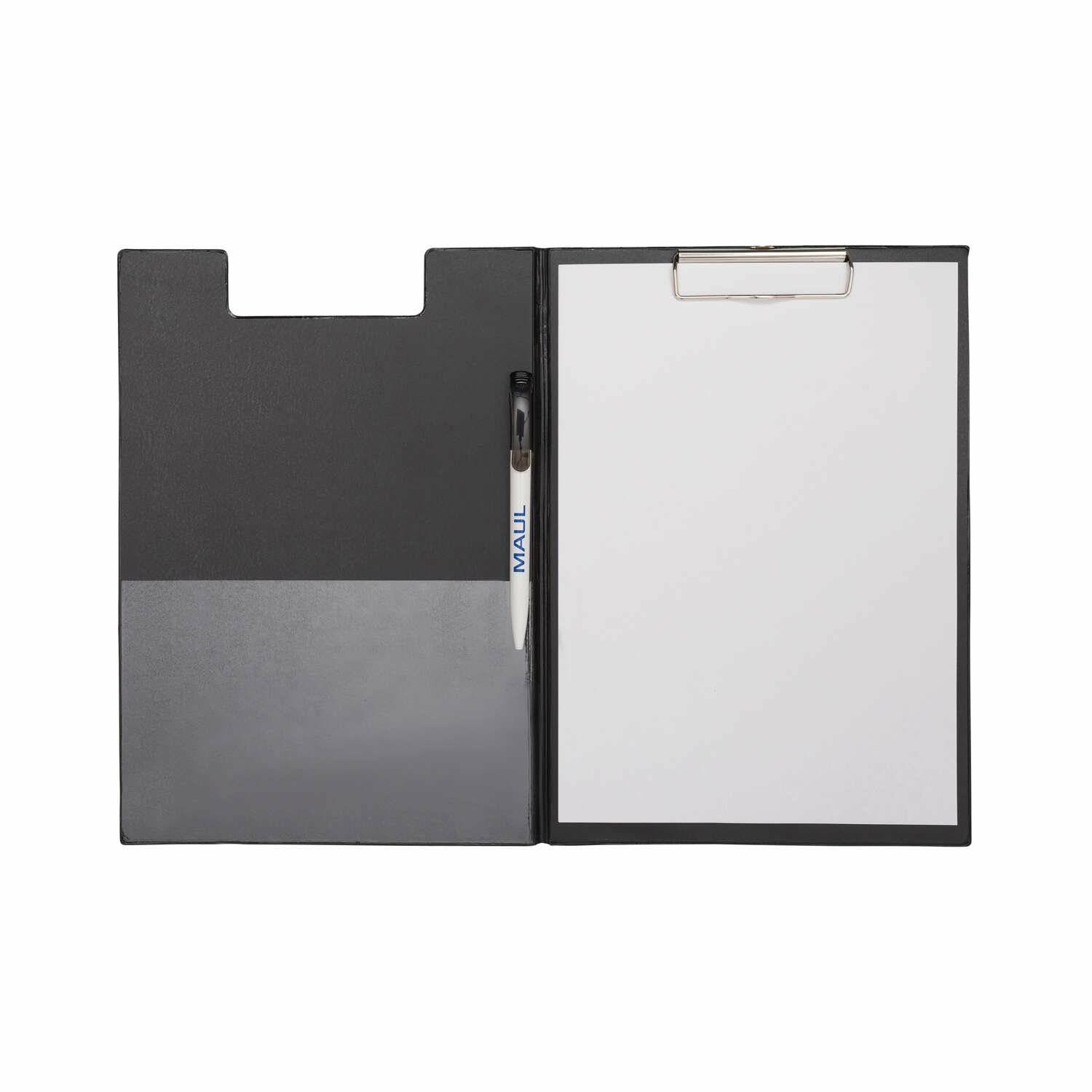 MAUL Klemmbrett-Mappe MAULpoly, PP-Folienüberzug, schwarz DIN A4, aus Karton mit Folienüberzug, Innentasche im Deckel, --1