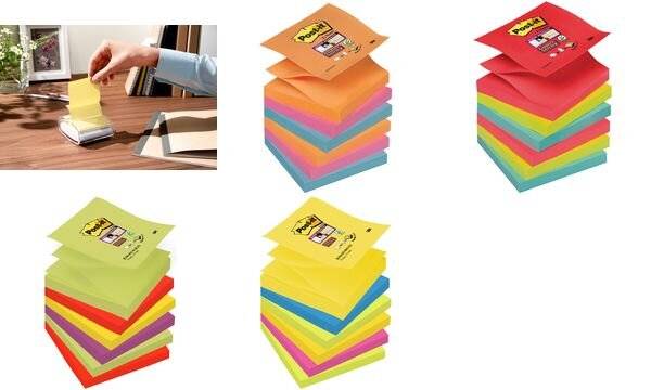 3M Post-it Super Sticky Z-Notes Haftnotizen, 76 x 76 mm Rio de Janeiro Collection, 90 Blatt/Block - 1 Stück (R3306SR)-1