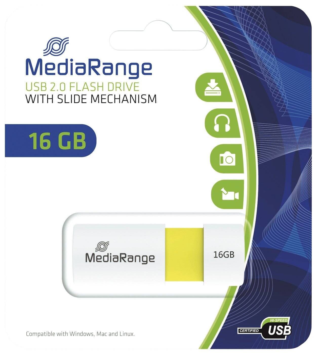 MediaRange MR972 unità flash USB 16 GB USB tipo A 2.0 Bianco, Giallo (MediaRange - USB flashdrive - 16 GB)-5