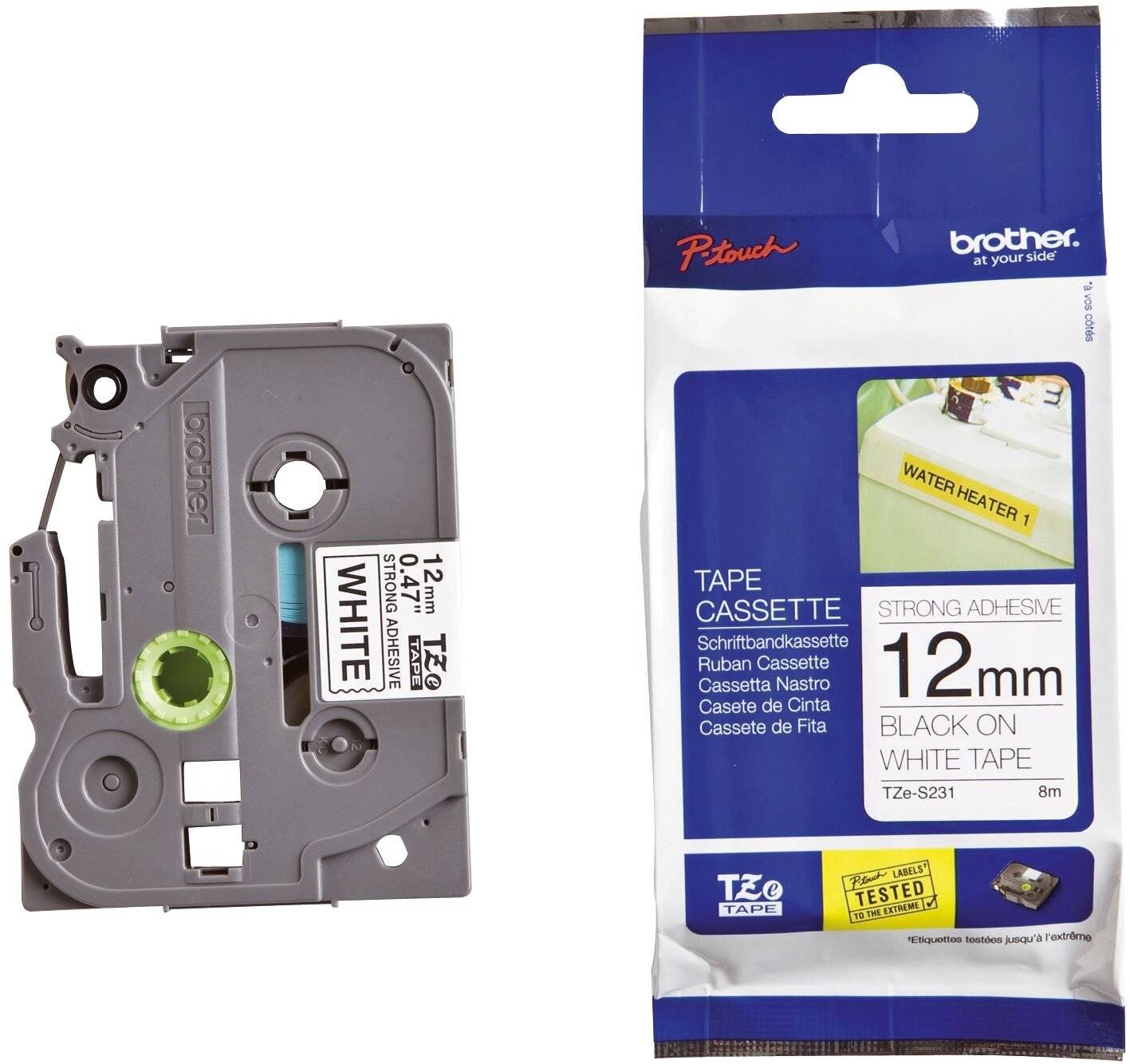 Brother Brother TZE-S231. Colore etichetta: Nero su bianco, Tipo nastro: TZ, Colore del Cassetta nastro 12 mm 8 m