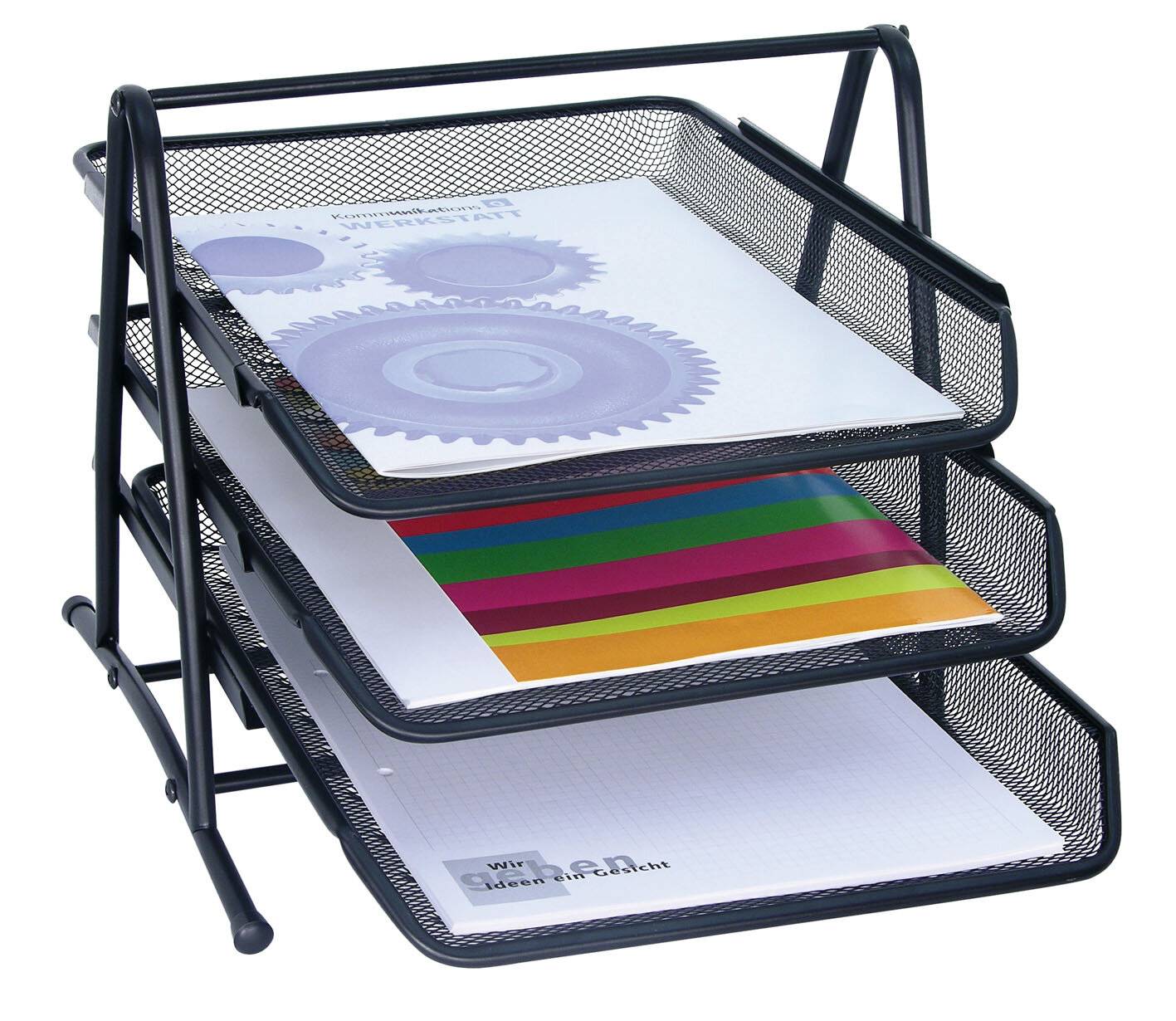 WEDO Vaschetta per lettere da ufficio in filo metallico 3 ripiani filo metallico nero verniciato a polvere adatta per fo-2