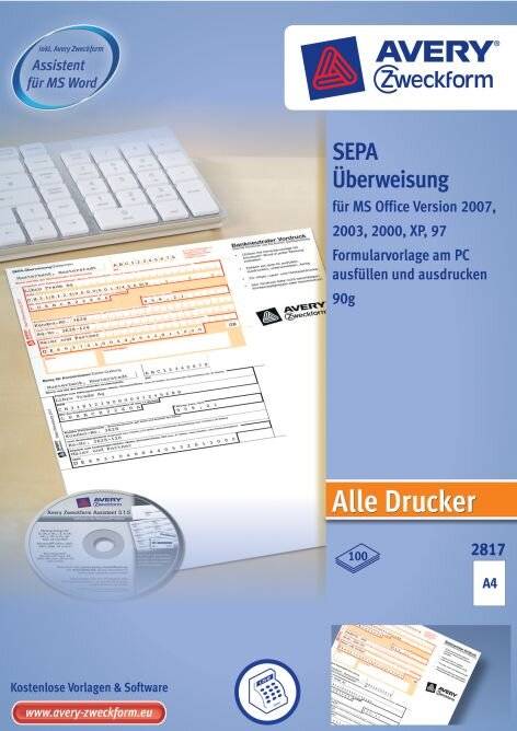 AVERY Moduli bancari Zweckform Bonifico/polizza di pagamento SEPA 2817-200 DIN A4 200 pagine-3