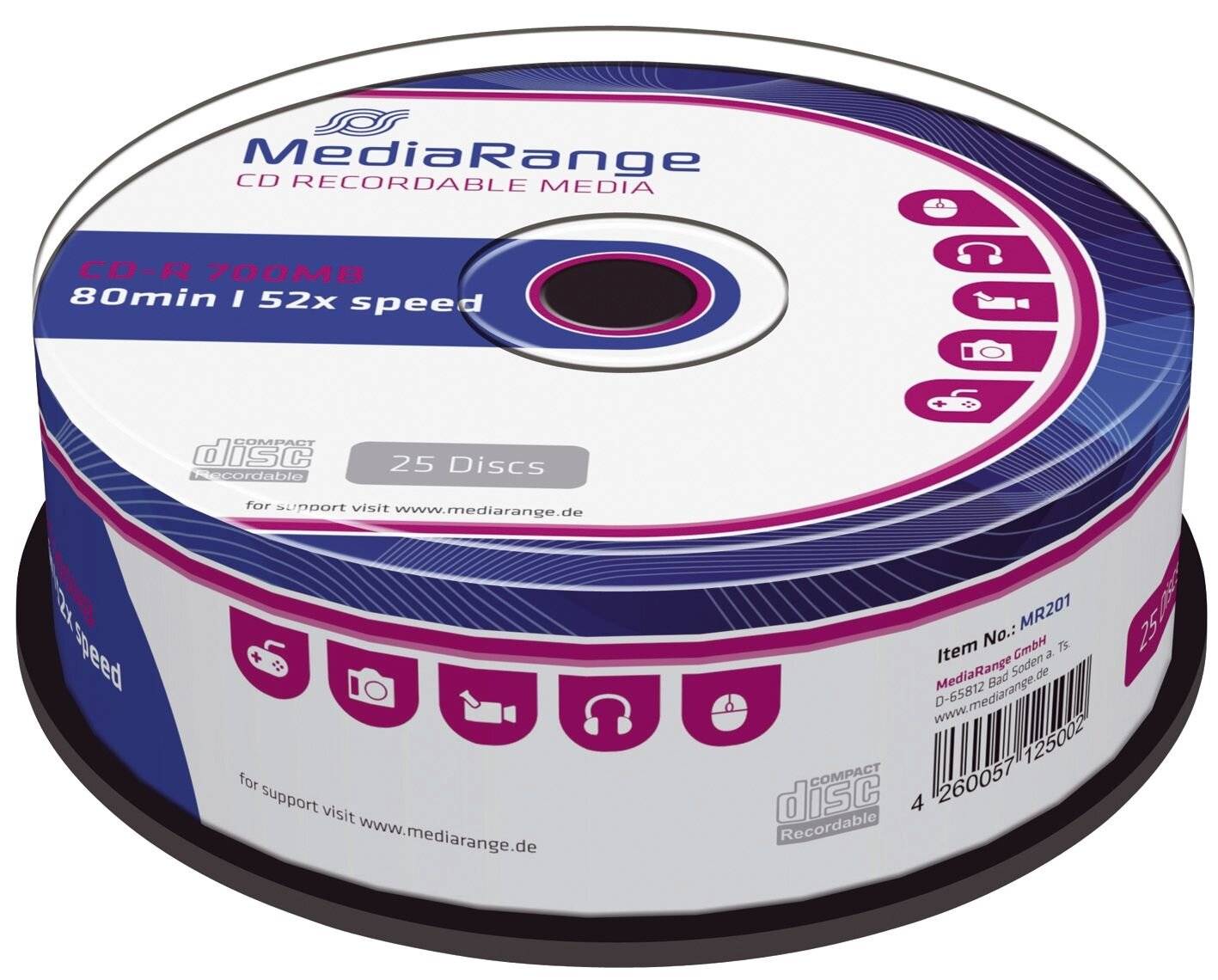 MediaRange MR201 CD-R 700 MB 52x 25 pz (MediaRange - CD-R x 25 - 700 MB - lagr)-4
