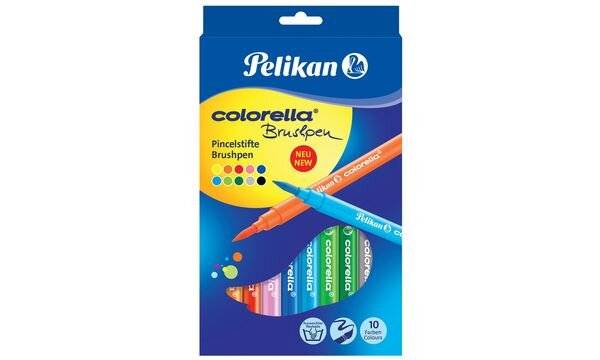 Confezione da 10 pennarelli Pelikan - Punta a pennello - Lavabili-1