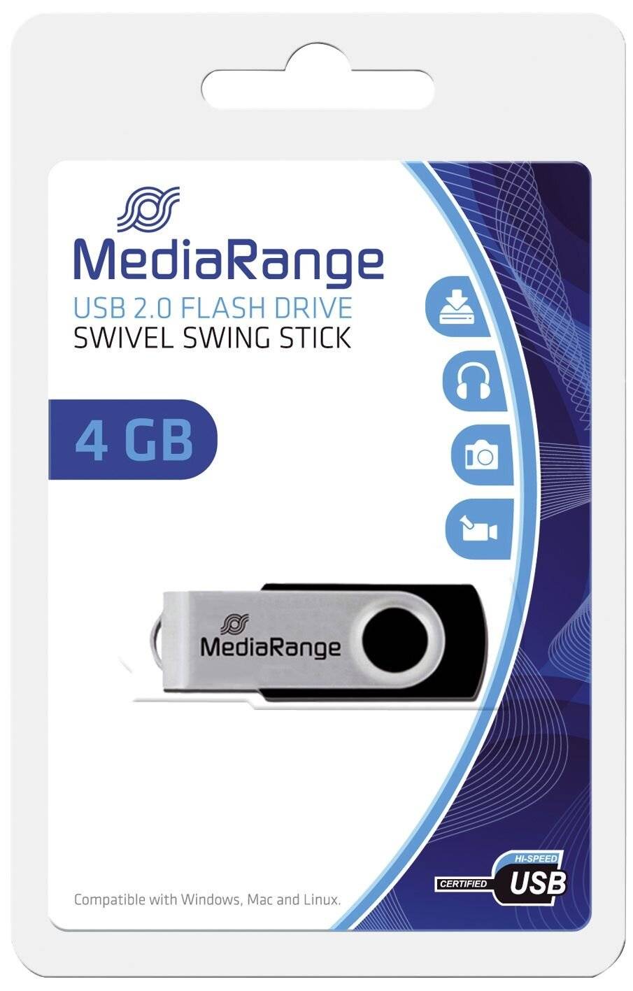 MediaRange MR907 unità flash USB 4 GB USB Type-A / Micro-USB 2.0 Nero, Argento (MediaRange USB Flexi-Drive - USB flash)-5