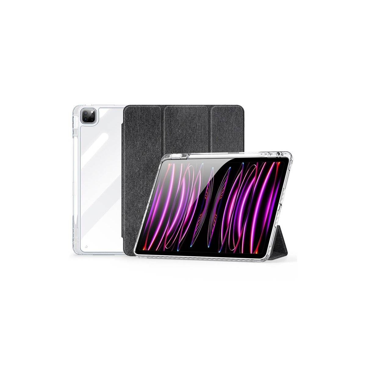 Custodia per tablet con portapenna e riattivazione automatica compatibile con iPad Air 11" 2025 Nero-0