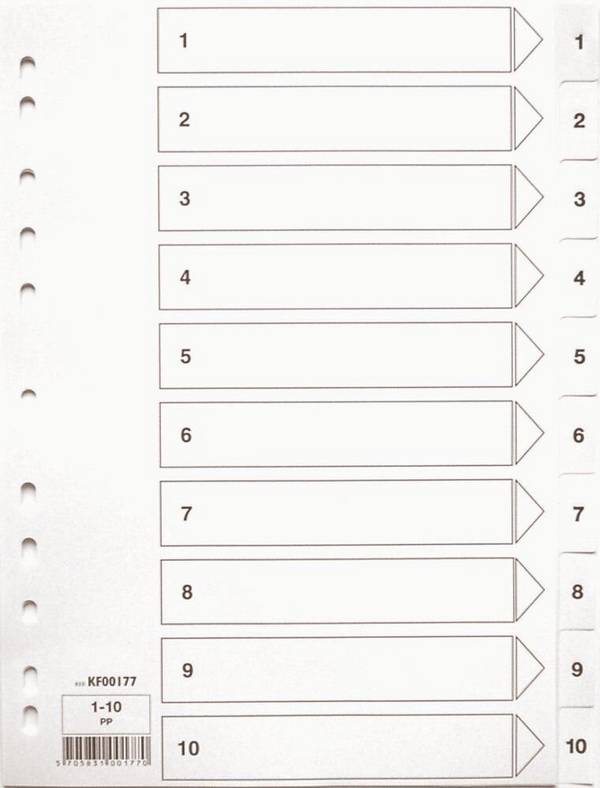Divisore numerico Q-Connect bianco 22,5x29,7 cm ppl 1-20 KF00179