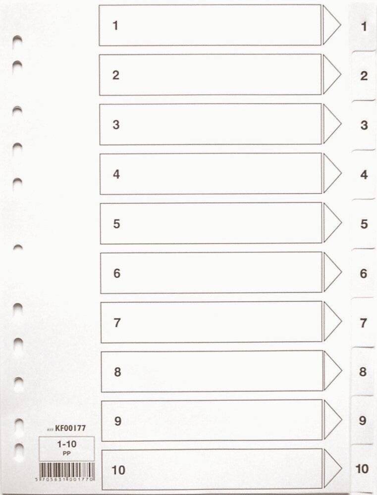 Divisore numerico Q-Connect bianco 22,5x29,7 cm ppl 1-20 KF00179-0