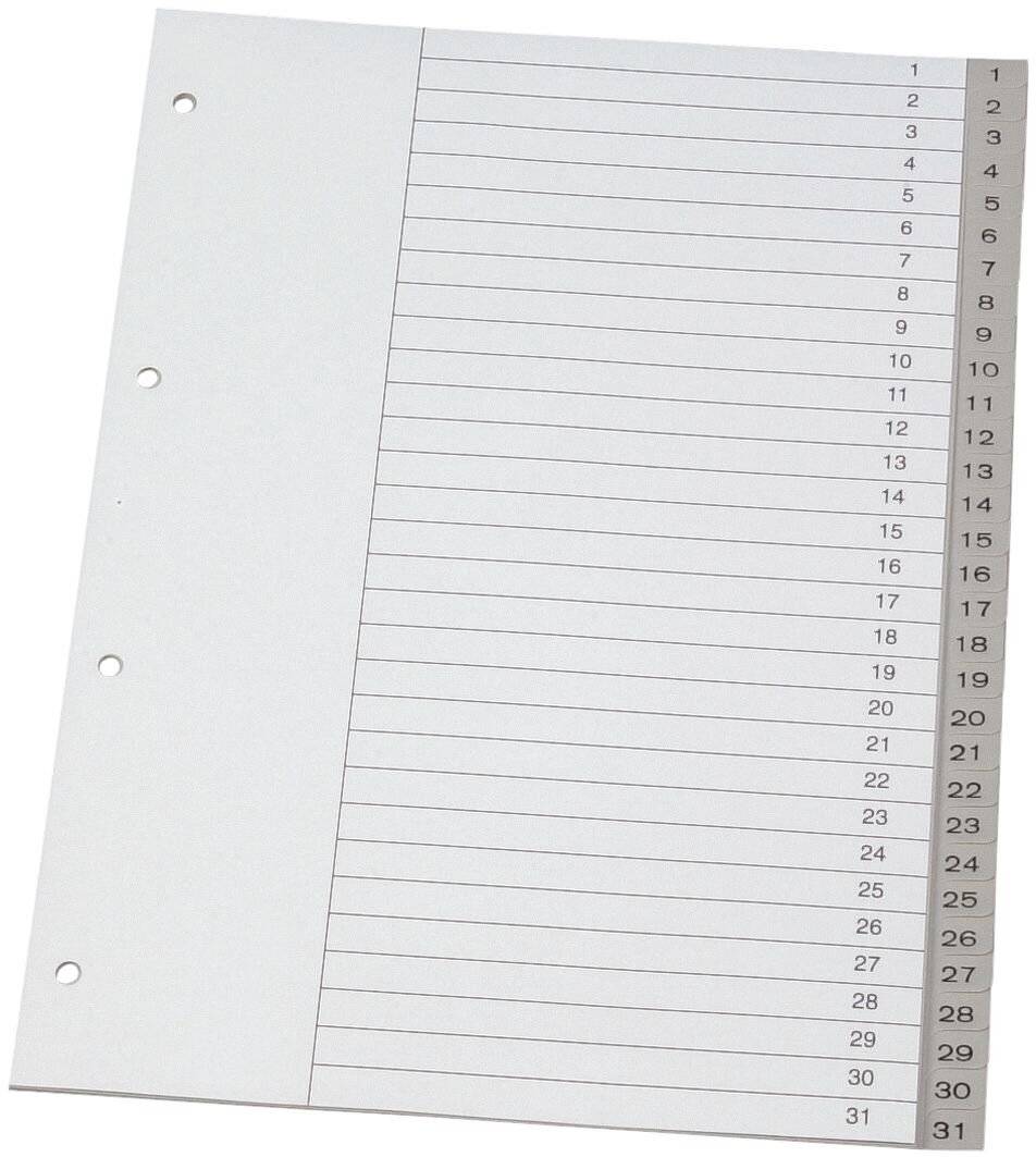 Divisore numerico Q-Connect grigio XL 24,5x29,7 cm ppl 1-31 KF02296-0