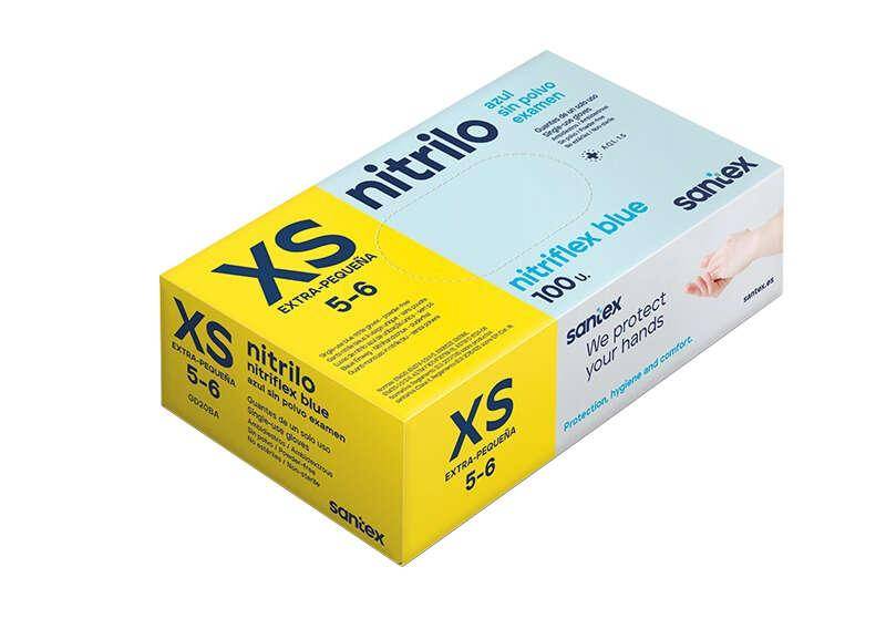 SANTEX Nitriflex Blu Pacco di 100 guanti in nitrile per esame xs - 3.5 grammi - nessuna polvere - lattice libero - nessu-0
