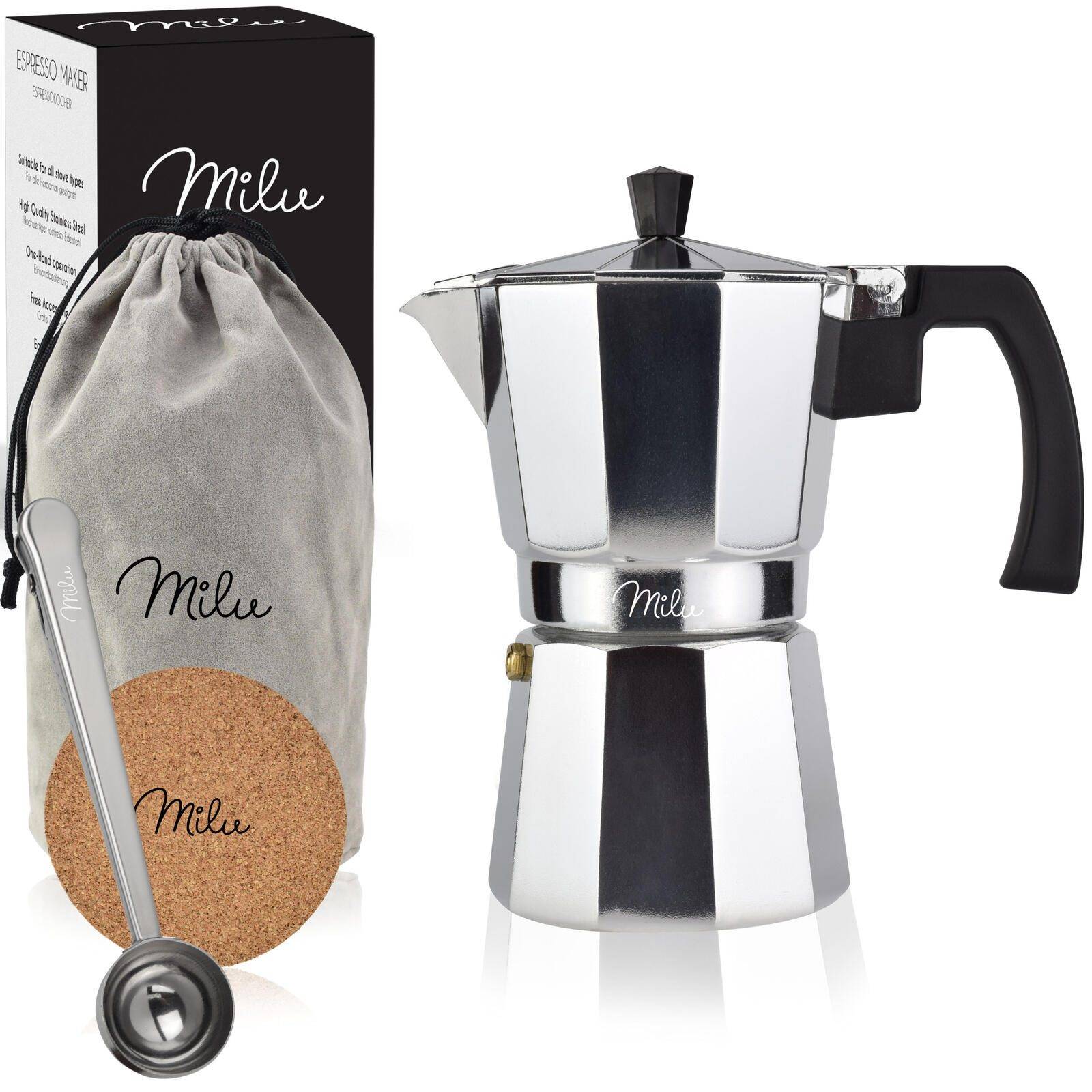 Set caffettiera espresso Milu 2 tazze argento/nero-0