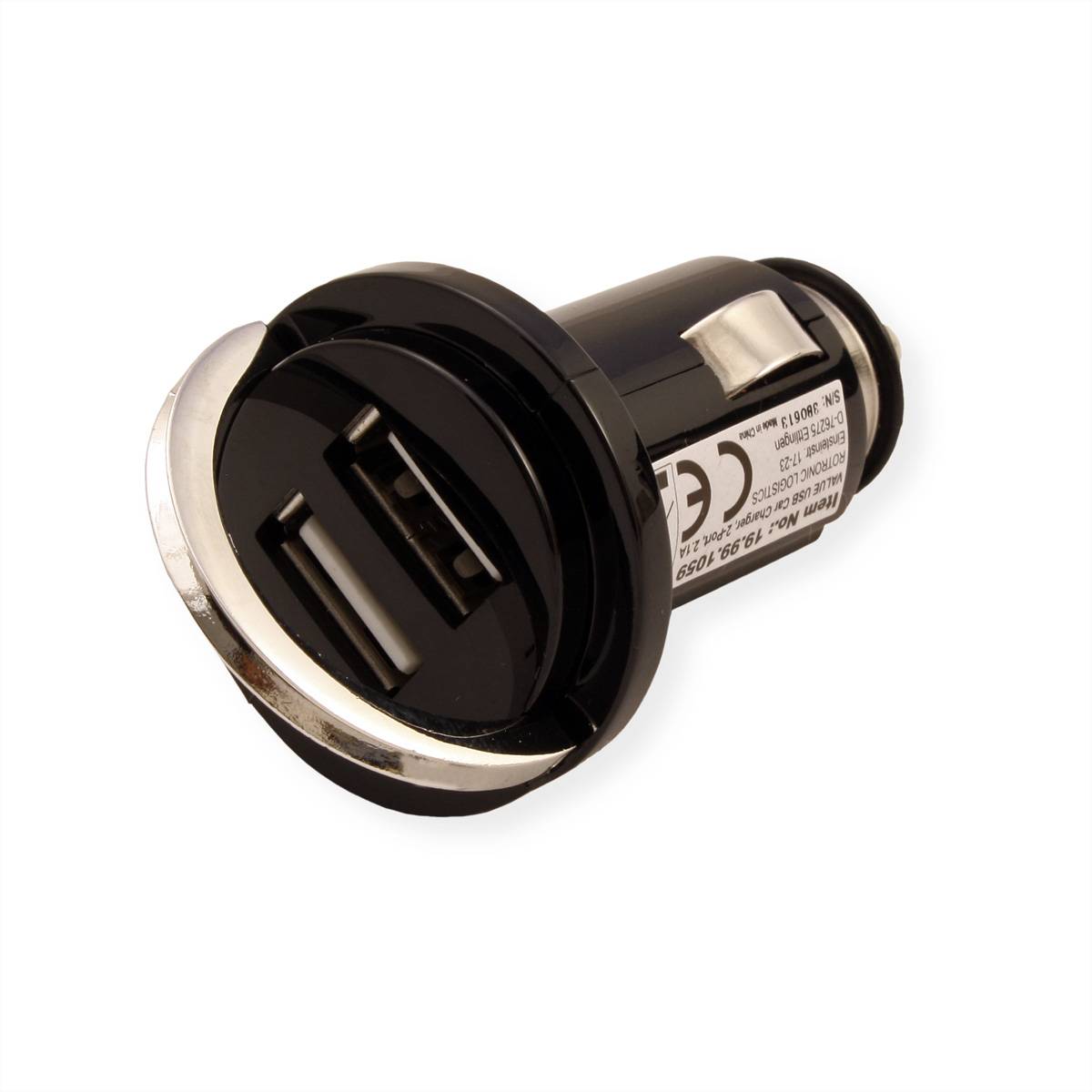 Caricatore USB VALUE con spina per auto, 2 porte, 10W-1
