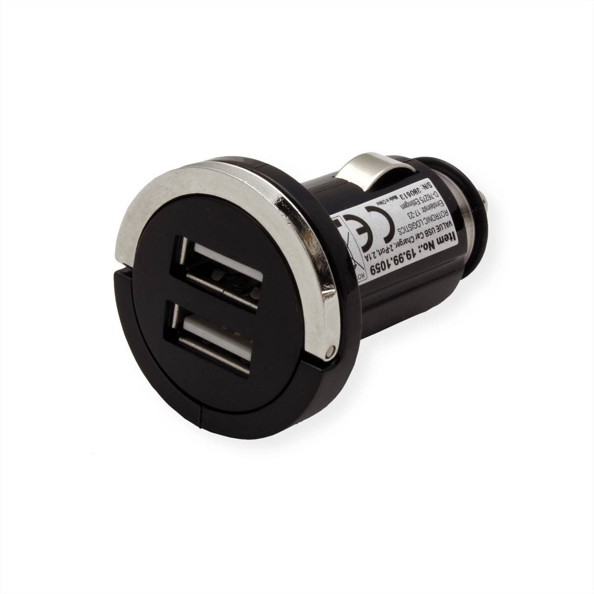 Caricatore USB VALUE con spina per auto, 2 porte, 10W-2