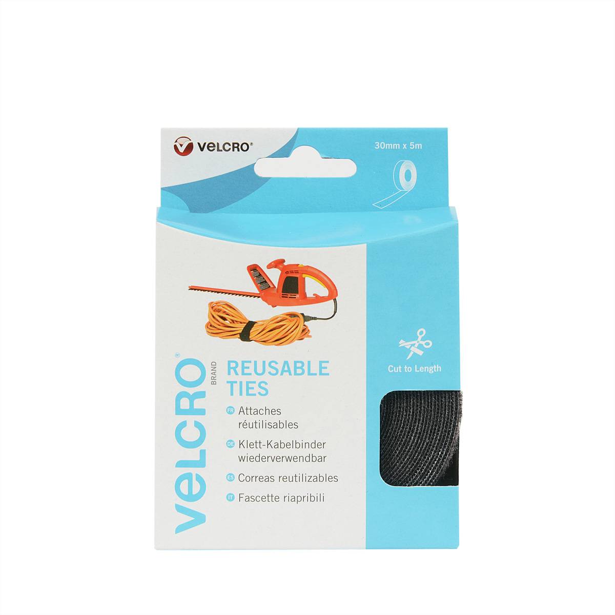 VELCRO® ONE-WRAP® Nastro con gancio e anello riutilizzabile, nastro ONE-WRAP® 30 mm x 5 m Nero-1