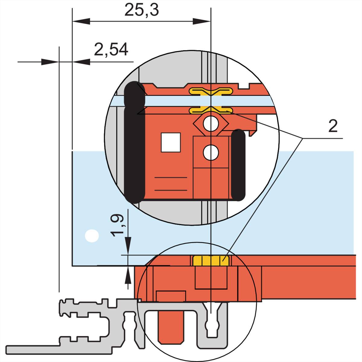 Accessori per guide SCHROFF, PC, 220 mm-3