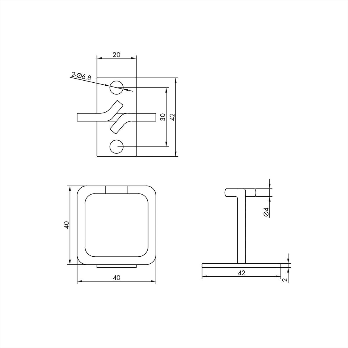 Passacavo ROLINE, 40x40 mm, metallo, ingresso cavo anteriore-1