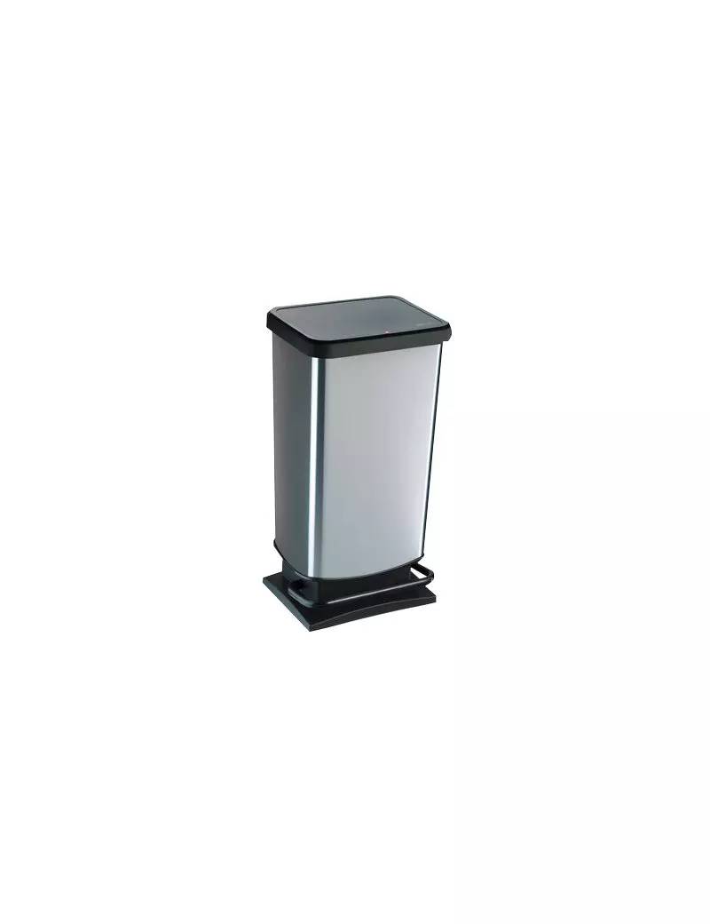 Pattumiera Rettangolare Rotho - 35x30x68 cm - 40 Litri - F600060 (Silver)-0