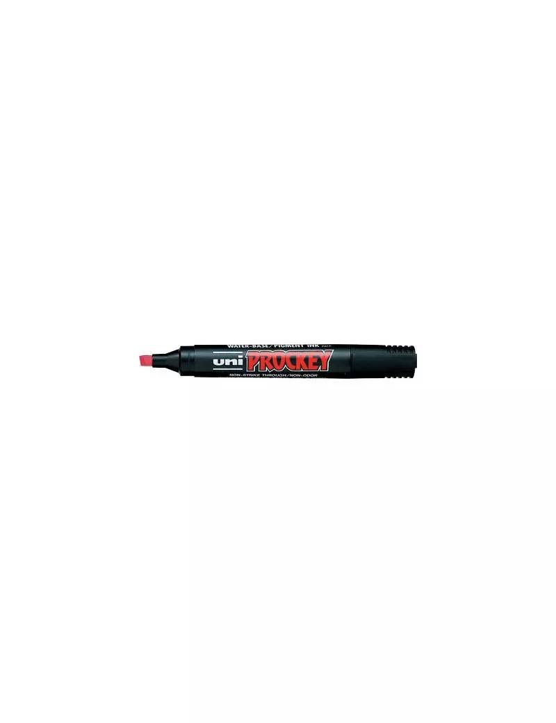 Marcatore Permanente Uni Prockey 126 Uni-Ball - Punta Scalpello - 1-5,7 mm - M-126-R (Rosso)-0