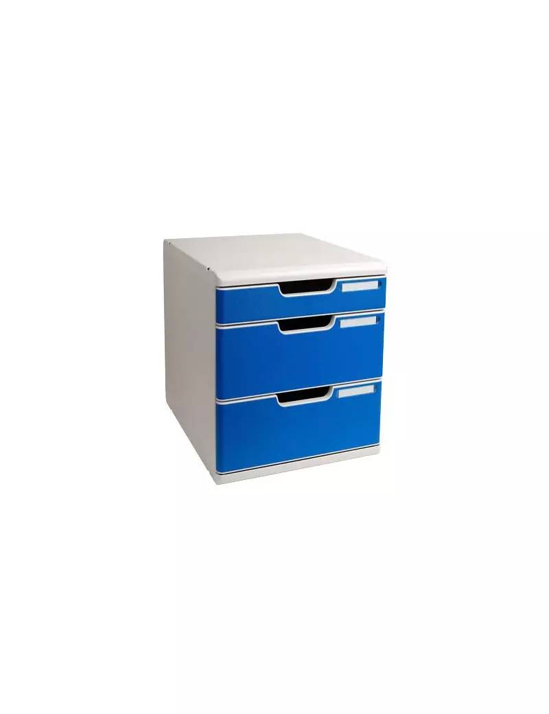Cassettiera Modulo A4 Multiform - 2+1 Cassetti - 35x28,8x32 cm - 325003D (Grigio Chiaro e Blu)-0