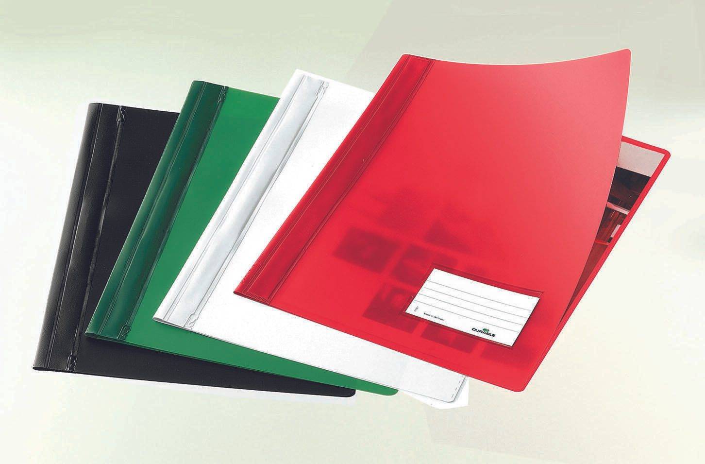 Cartella a fogli mobili DUREVOLE DIN A4 extra larga in PVC, 2x ciascuna rossa, bianca, verde, nera e blu-0
