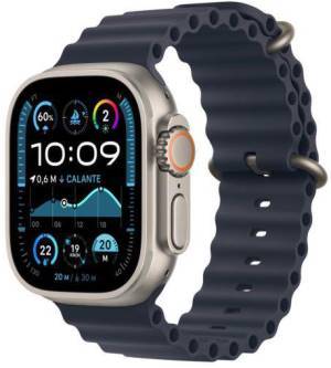 Apple watch ultra 2 gps + cellular 4g 49mm cassa in titanio natural titanium cinturino ocean blu navy-0