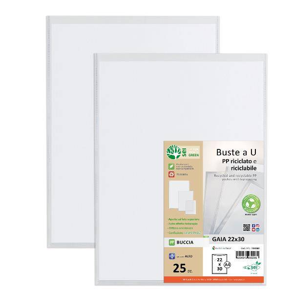 Buste in PP buccia Sei Rota Gaia trasparente 22x30 cm - confezione 25 pezzi - alto spessore - 722230-1