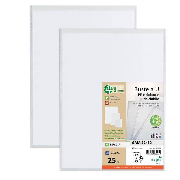 Buste in PP buccia Sei Rota Gaia trasparente 22x30 cm - confezione 25 pezzi - alto spessore - 722230-2