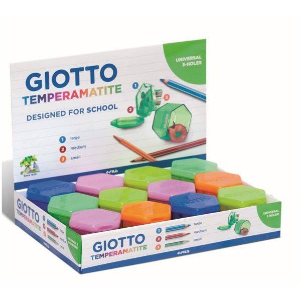 Giotto 233000 temperino Temperamatite manuale Blu, Verde, Arancione, Rosa, Giallo-3