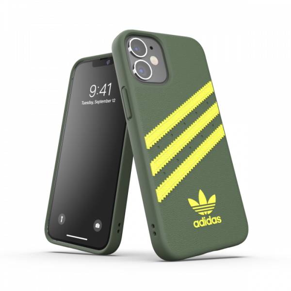 ADIDAS SAMBA APPLE iPHONE 12 MINI CUSTODIA IN TPU E POLIURETANO SIMILPELLLE VERDE/GIALLO-3