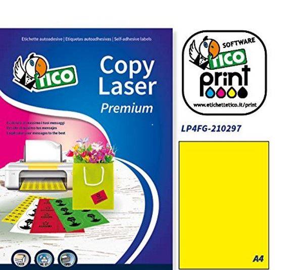 Tico LP4FG-210297 etichetta autoadesiva Rettangolo Permanente Giallo 70 pz-3