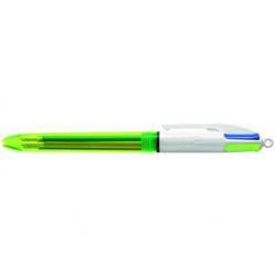 BIC 4Colours Fluo Penna retrattile a clip Nero, Blu, Rosso, Giallo 12 pz-1