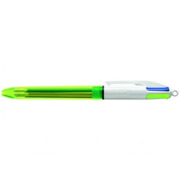 BIC 4Colours Fluo Penna retrattile a clip Nero, Blu, Rosso, Giallo 12 pz-2