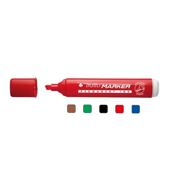 Tratto Marker marcatore permanente Punta smussata Rosso 12 pz-0