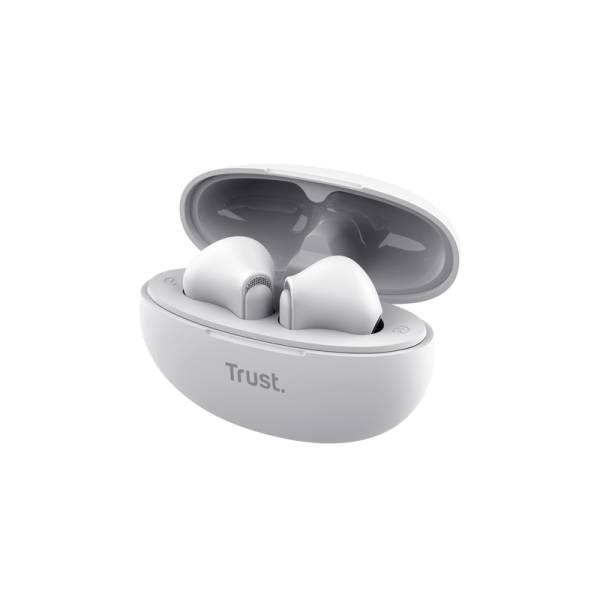 TRUST YAVI AURICOLARI BLUETOOTH WIRELESS CON 2 MICROFONI ENC CON CANCELLAZIONE DEL RUMORE CUSTODIA DI RICARICA BIANCO-2