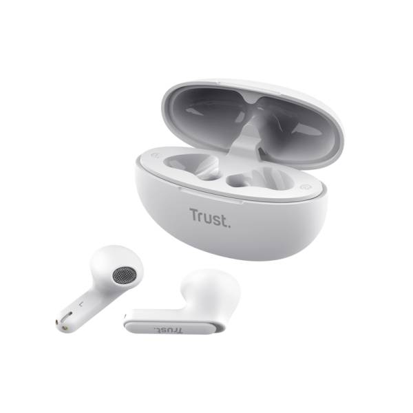 TRUST YAVI AURICOLARI BLUETOOTH WIRELESS CON 2 MICROFONI ENC CON CANCELLAZIONE DEL RUMORE CUSTODIA DI RICARICA BIANCO-3
