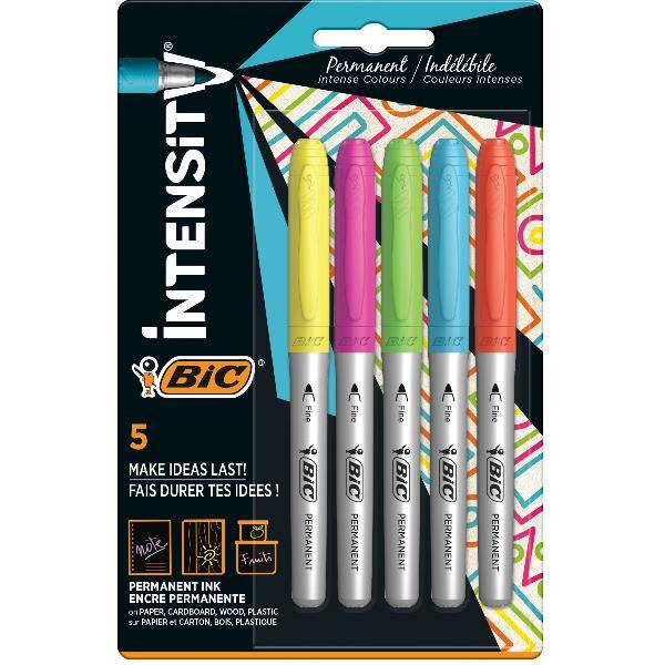 BIC 968410 evidenziatore 5 pz Punta conica Blu, Verde, Arancione, Rosa, Giallo-2
