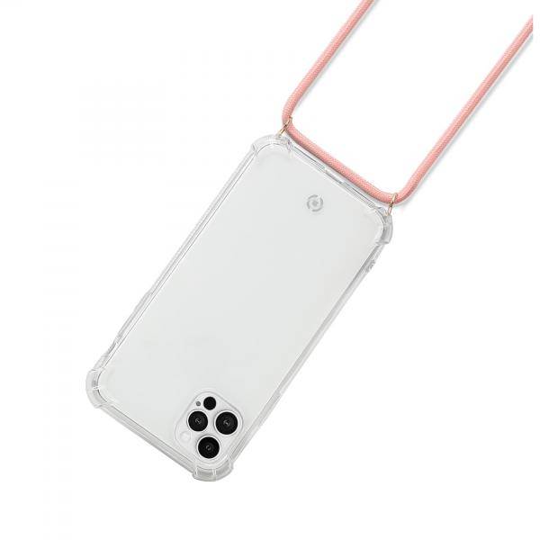 CELLY APPLE iPHONE 12 PRO MAX COVER TPU CON 2 LACCI DA COLLO REGOLABILI MULTICOLORE TRASPARENTE-1