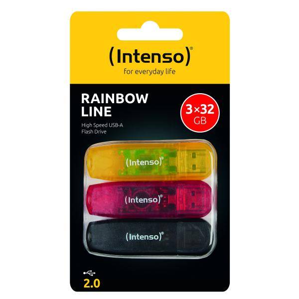 Intenso Rainbow Line - Chiavetta USB - 32GB - USB 2.0 - Nero, Giallo, Rosso (Confezione da 3)-3