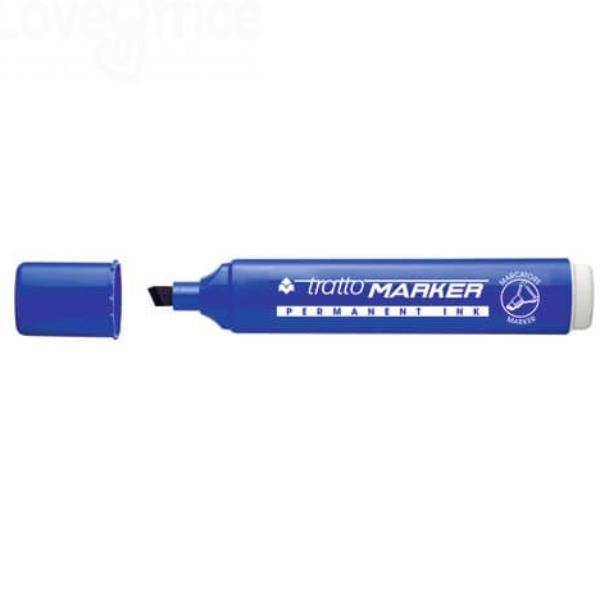 Tratto Marker marcatore permanente Punta smussata Blu 12 pz-0