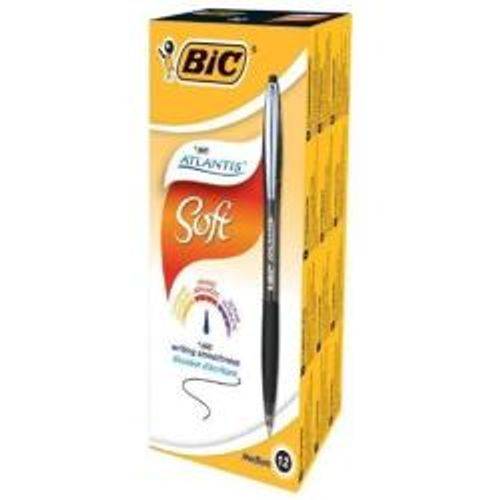BIC Atlantis Soft Nero Penna a sfera retrattile a clip Medio 12 pz-0