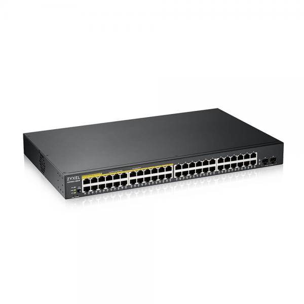 ZYXEL 48 Port GbE L2 PoE+ Smart Switch, 170 Watt rackmount, V2-1