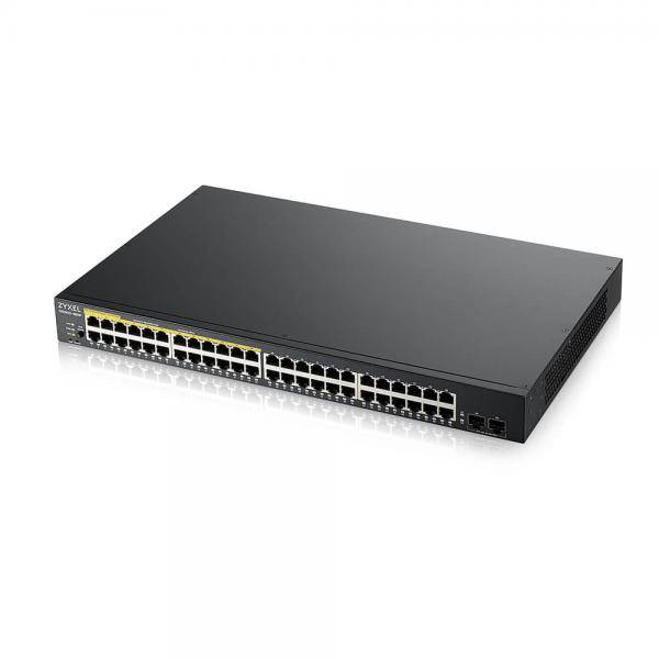 ZYXEL 48 Port GbE L2 PoE+ Smart Switch, 170 Watt rackmount, V2-2