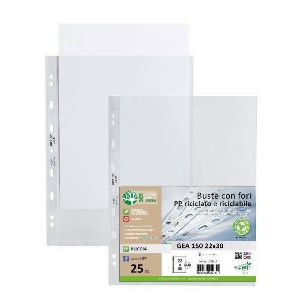 Buste in PP buccia Sei Rota Gea 150 trasparente 22x30 cm - alto spessore conf. 25 pezzi - 702215-1