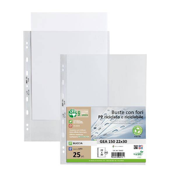 Buste in PP buccia Sei Rota Gea 150 trasparente 22x30 cm - alto spessore conf. 25 pezzi - 702215-2