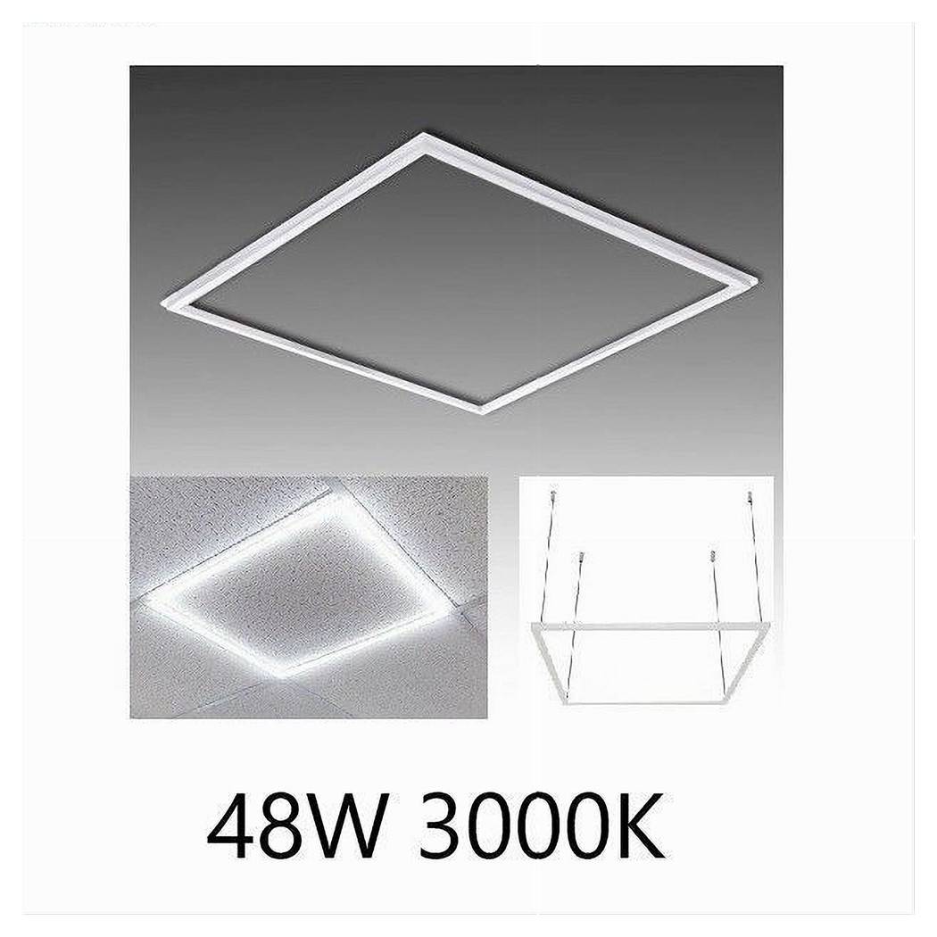 Pannello Led Telaio Luminoso Cornice 60x60 Cm 48 W 5700lm Lampadario Sospensione Tot - -Bianco Caldo --0